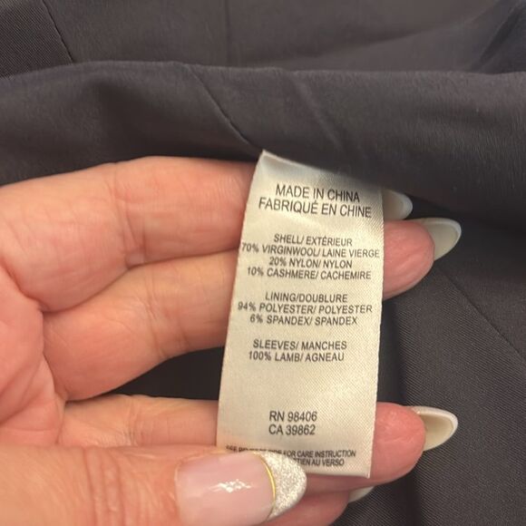 Theory gray/black wool/cashmere/ lamb leather open front jacket, M - Picture 11 of 11